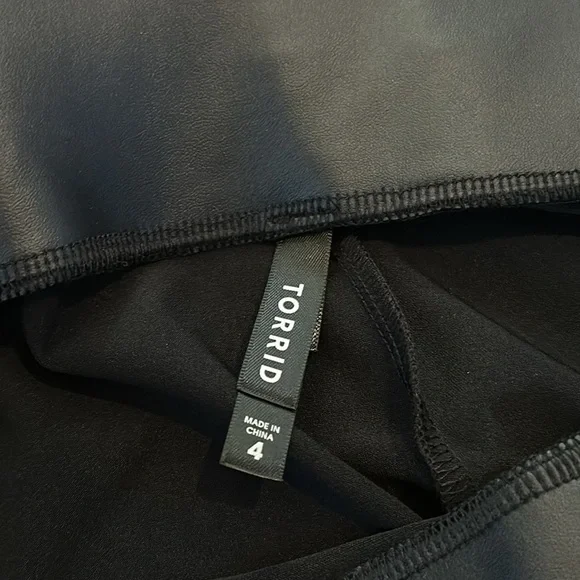 Torrid Size 4X Faux Leather Full Length Black Leggings with Lace Ankle Detail - Picture 7 of 12